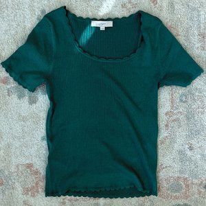 Medium Loft Green Ribbed Short Sleeve Top
